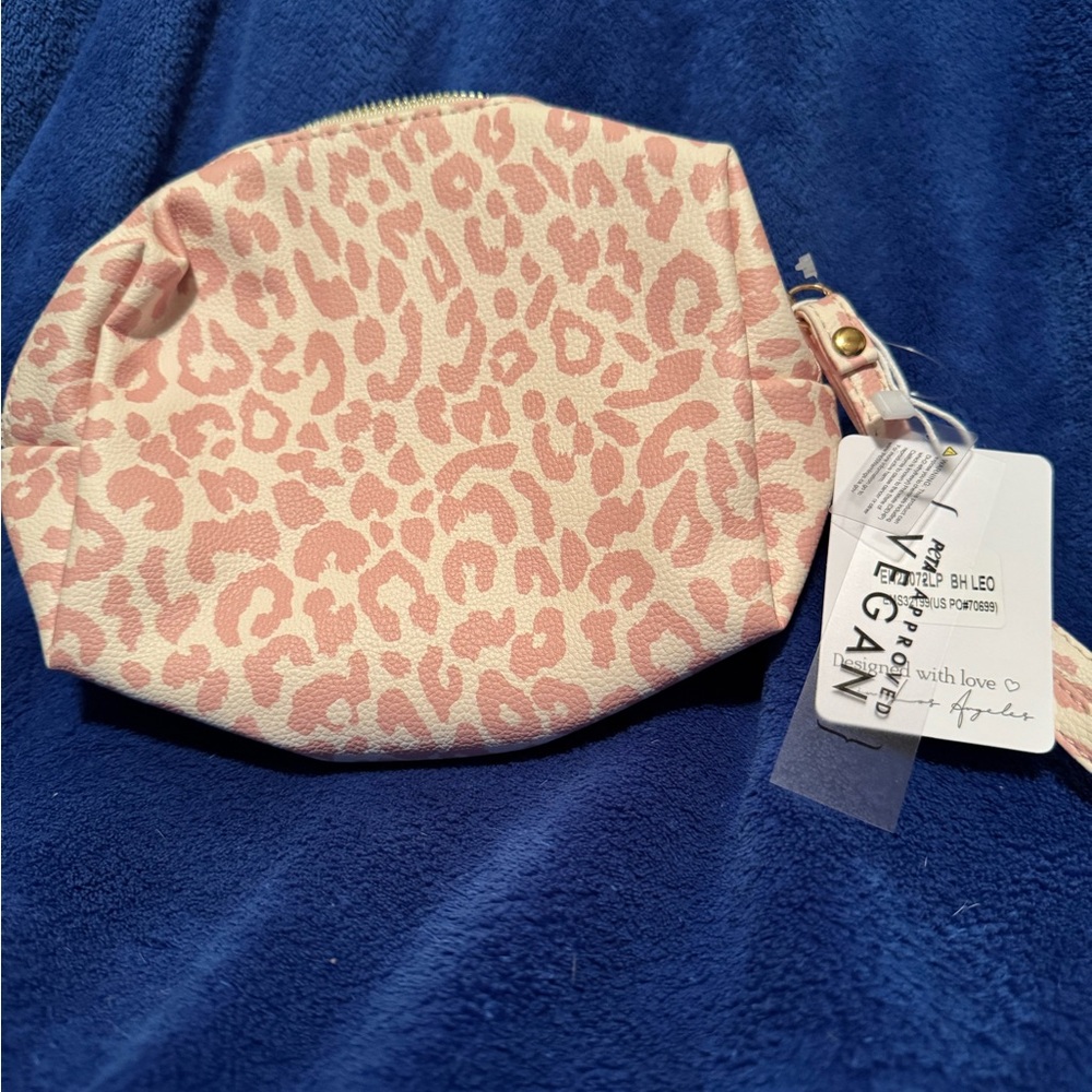 Chic Pink Leopard Vegan Cosmetic Bag